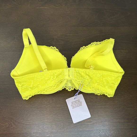 Savage X Fenty Women Size 36D D Bra Floral Lace Push Up Yellow Neon Y2K Brat - Picture 4 of 15